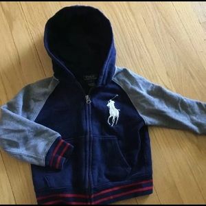 Polo Ralph Lauren 4 Zip Up Hoodie Jacket Navy Gray